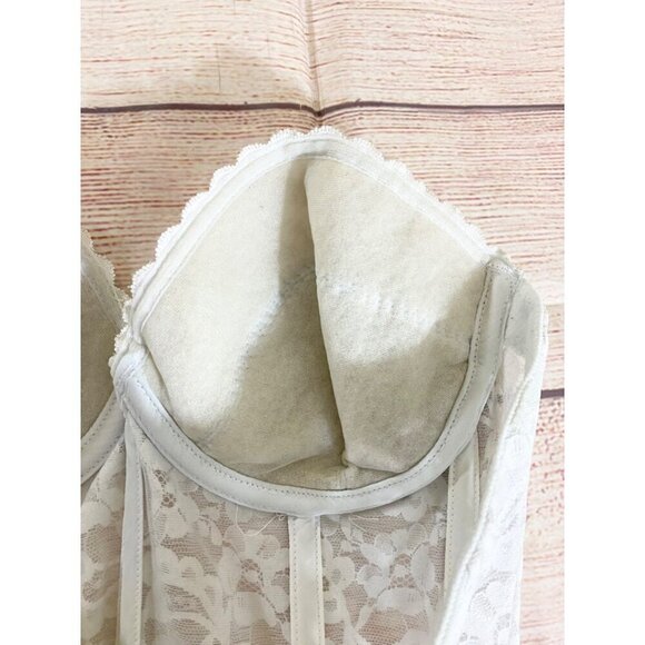 Vintage Fredericks Of Hollywood Women's White Lace Soft Bustier - 34C - Picture 7 of 11